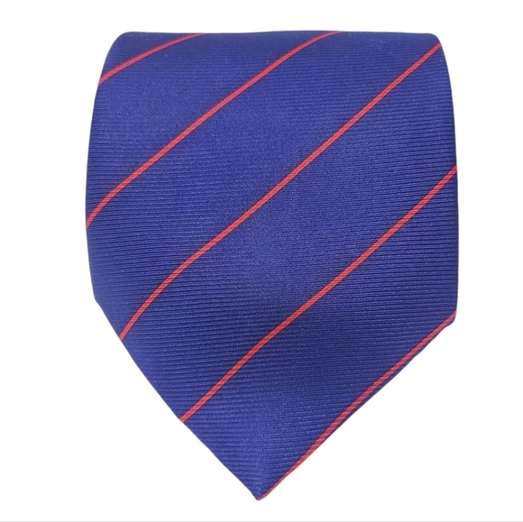 Bijoux Terner | Men's Vintage Navy Striped Genuine Silk Necktie (One Size) - Picture 1 of 11